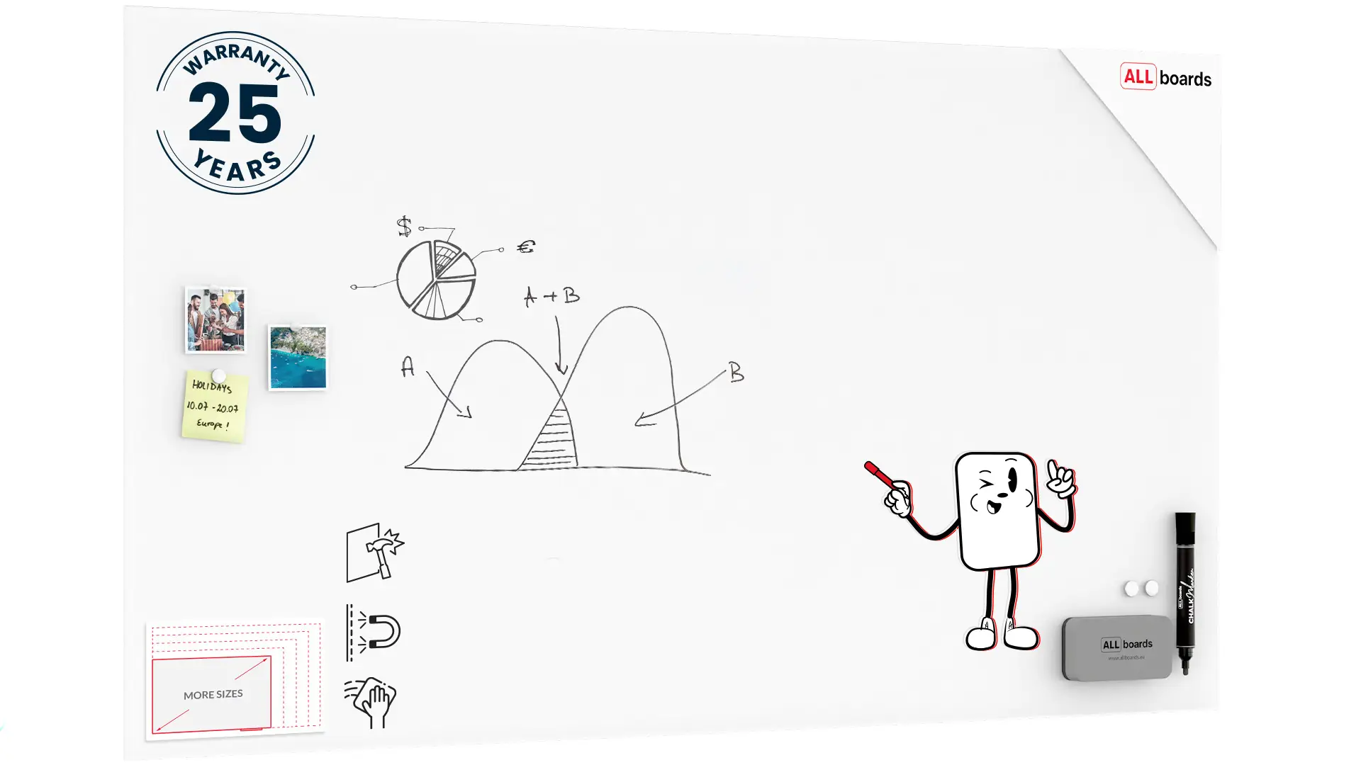 Glastafel – matt magnetisch, 180x100 cm + GRATIS