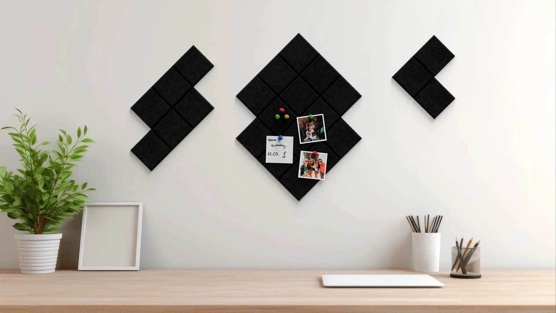 Filz-Wandpaneele 60x60 cm schwarz – Bild 4