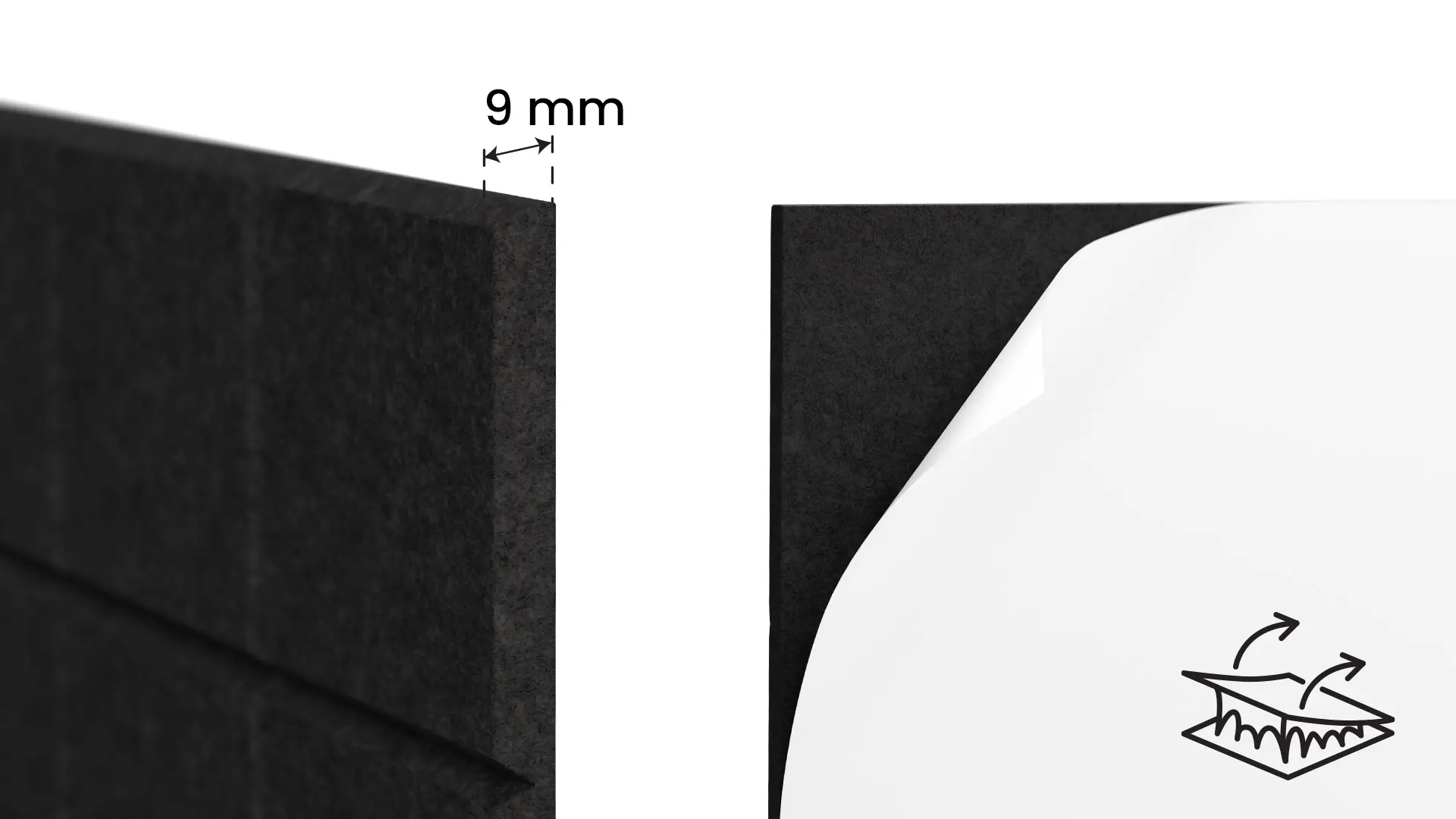 Filz-Wandpaneele 60x60 cm schwarz – Bild 5