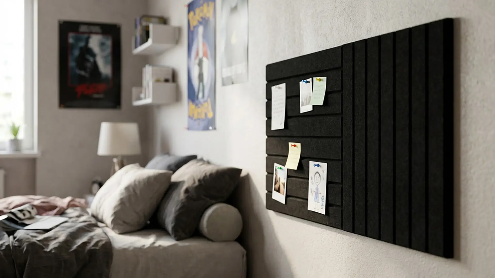 Filz-Wandpaneele 80x40 cm schwarz – Bild 3