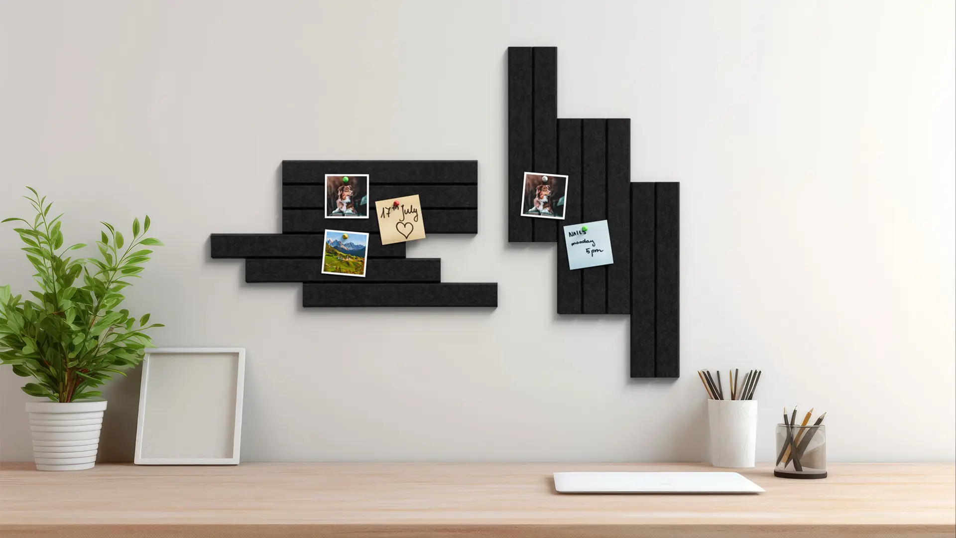 Filz-Wandpaneele 80x40 cm schwarz – Bild 4