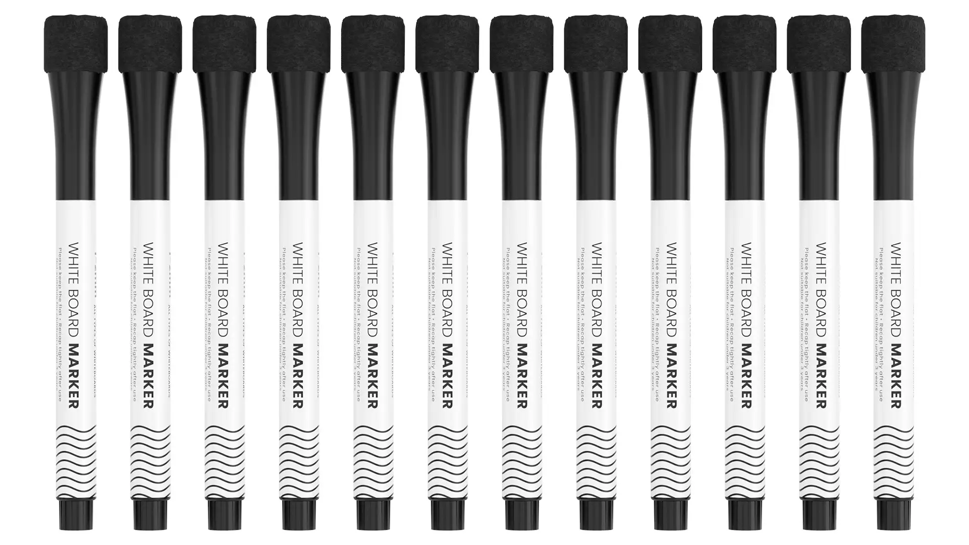 ALLboards Set dünner Whiteboard-Marker – 12 Stück schwarz