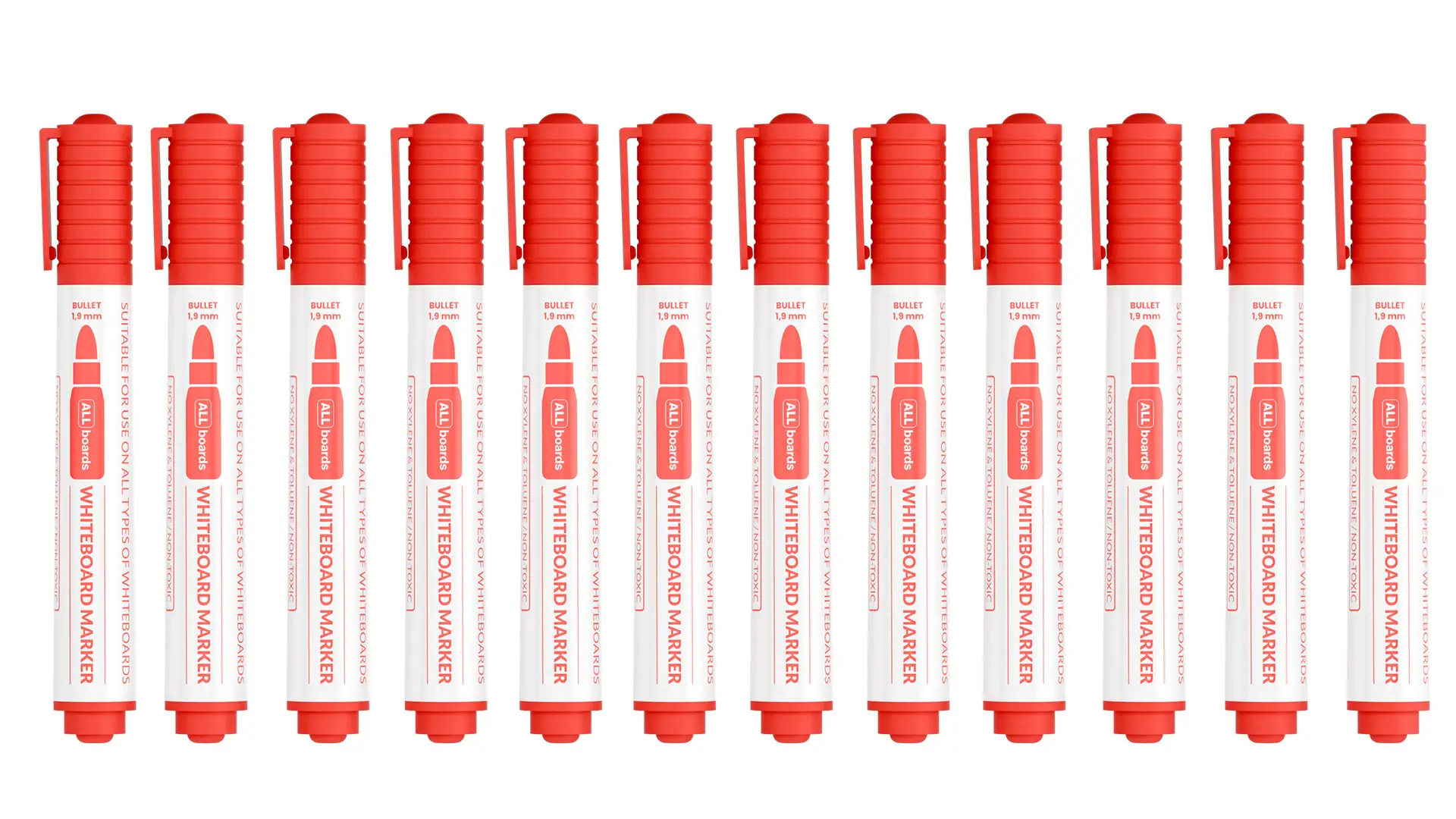 ALLboards Whiteboard-Marker-Set – rot – 12 Stück