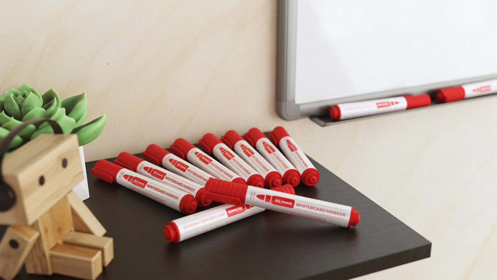 ALLboards Whiteboard-Marker-Set – rot – 12 Stück – Bild 8