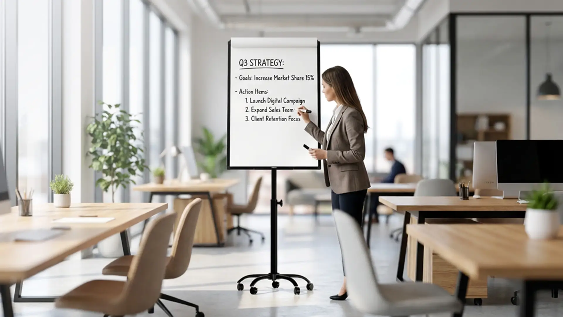 Mobiles magnetisches Whiteboard-Flipchart auf Rollen, 100 x 70 cm, schwarz + GRATIS – Bild 3