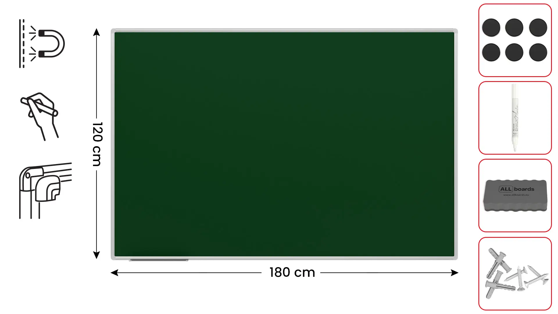 Grüne magnetische Kreidetafel 180 x 120 cm + GRATIS – Bild 2
