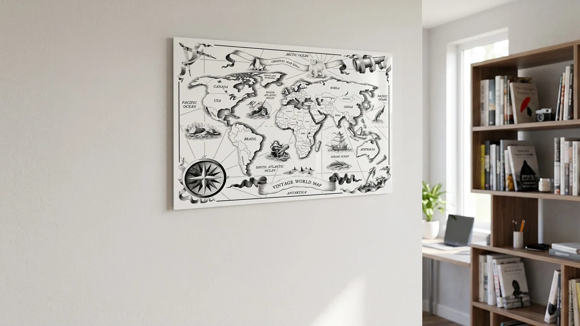 METALboards Magnettafel, Retro-Weltkarte 60x40 cm + GRATIS Zubehörset – Bild 3