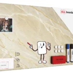 METALboards Magnettafel, beigefarbener Marmor, 60 x 40 cm + GRATIS Zubehörset