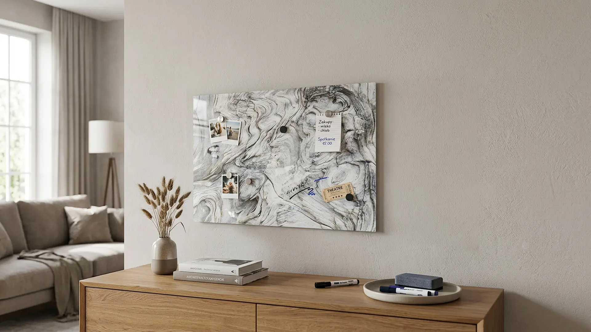 METALboards Magnettafel, versteinertes Holz 90x60 cm + GRATIS Zubehörset – Bild 4