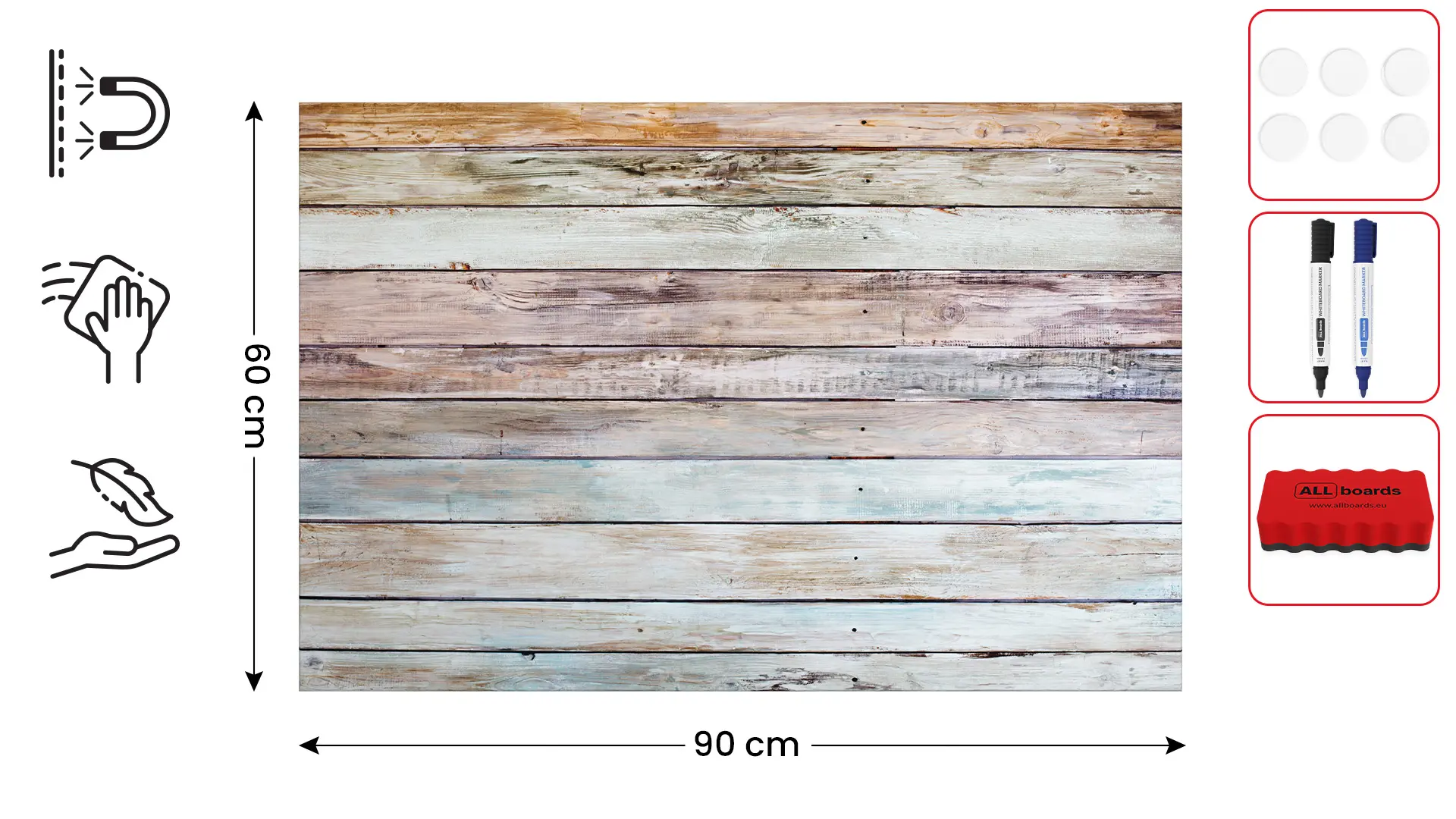 METALboards Magnettafel, Pastellfarben, 90 x 60 cm + GRATIS Zubehörset – Bild 2