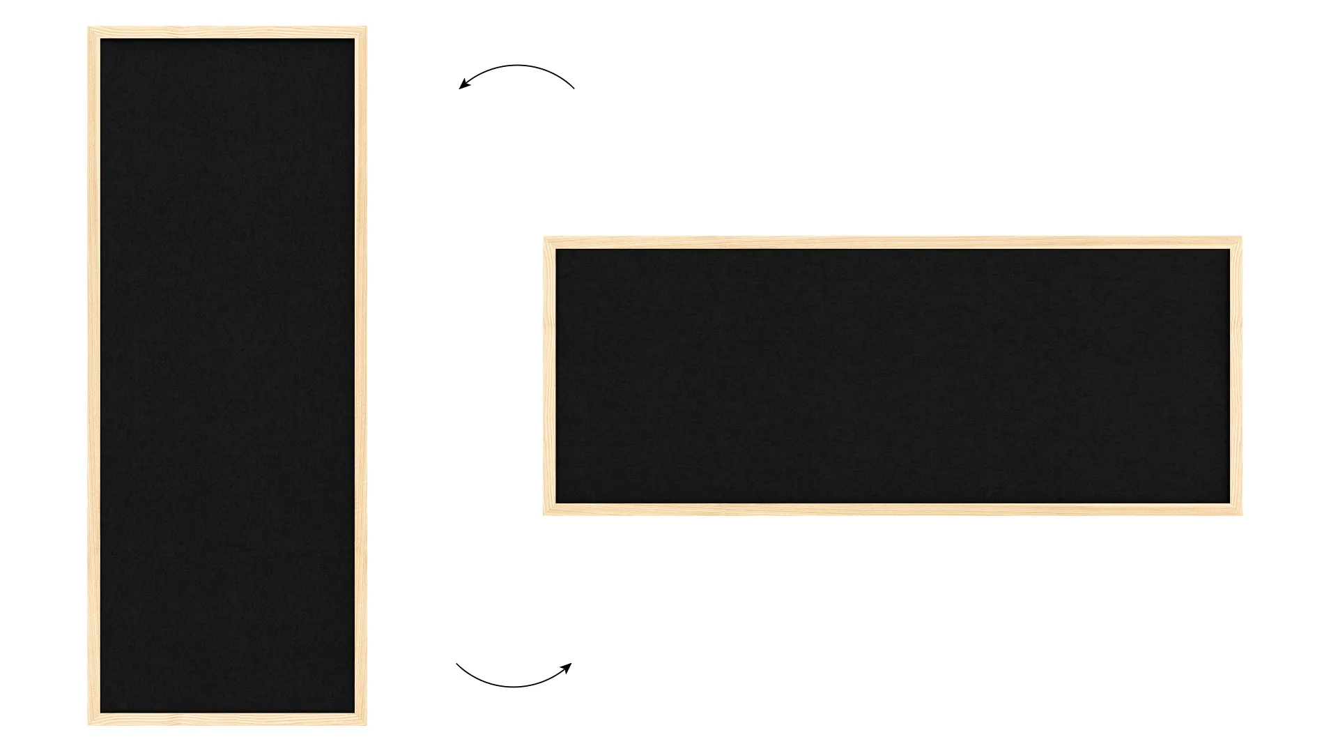Textil-Pinnwand (Filz) 100x40 cm, schwarz, mit lackiertem Holzrahmen – Bild 7