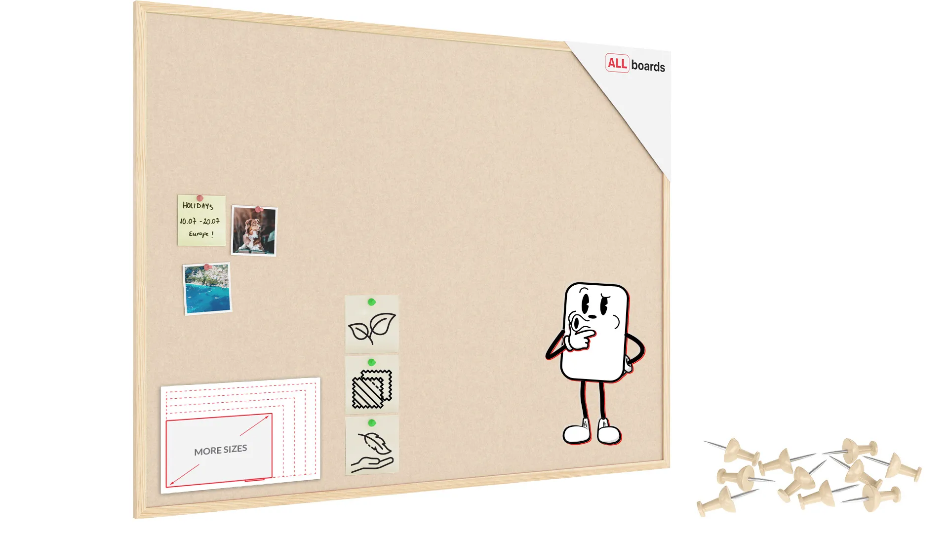 Textil-Pinnwand (Filz) 120x90 cm Camel, mit lackiertem Holzrahmen