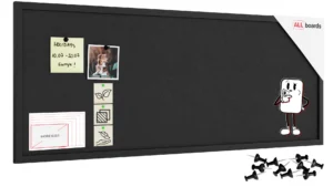 Textil-Pinnwand (Filz) 100x40 cm, grau, in einem grauen Holzrahmen
