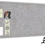 Textil-Pinnwand (Filz) 100x40 cm, hellgrau, in einem hellgrauen Holzrahmen