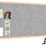 Textil-Pinnwand (Filz) 100x40 cm, hellgrau, mit lackiertem Holzrahmen
