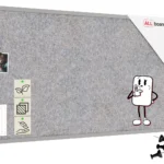 Textil-Pinnwand (Filz) 120x60 cm, hellgrau, in einem hellgrauen Holzrahmen