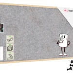 Textil-Pinnwand (Filz) 120x60 cm, hellgrau, mit lackiertem Holzrahmen