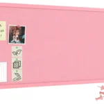 Textil-Pinnwand (Filz) 100x40 cm, rosa, in einem rosa Holzrahmen