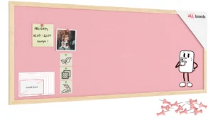 Textil-Pinnwand (Filz) 100x40 cm, rosa, mit lackiertem Holzrahmen