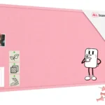 Textil-Pinnwand (Filz) 120x60 cm, rosa, in einem rosa Holzrahmen