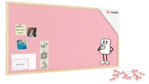 Textil-Pinnwand (Filz) 120x60 cm, rosa, mit lackiertem Holzrahmen