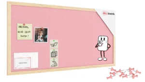 Textil-Pinnwand (Filz) 80x40 cm, rosa, mit lackiertem Holzrahmen