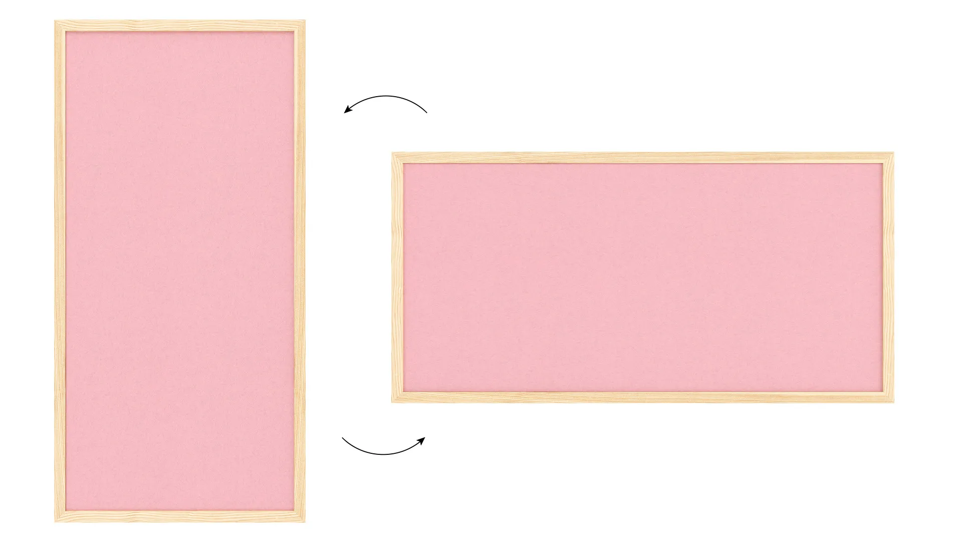 Textil-Pinnwand (Filz) 80x40 cm, rosa, mit lackiertem Holzrahmen – Bild 7