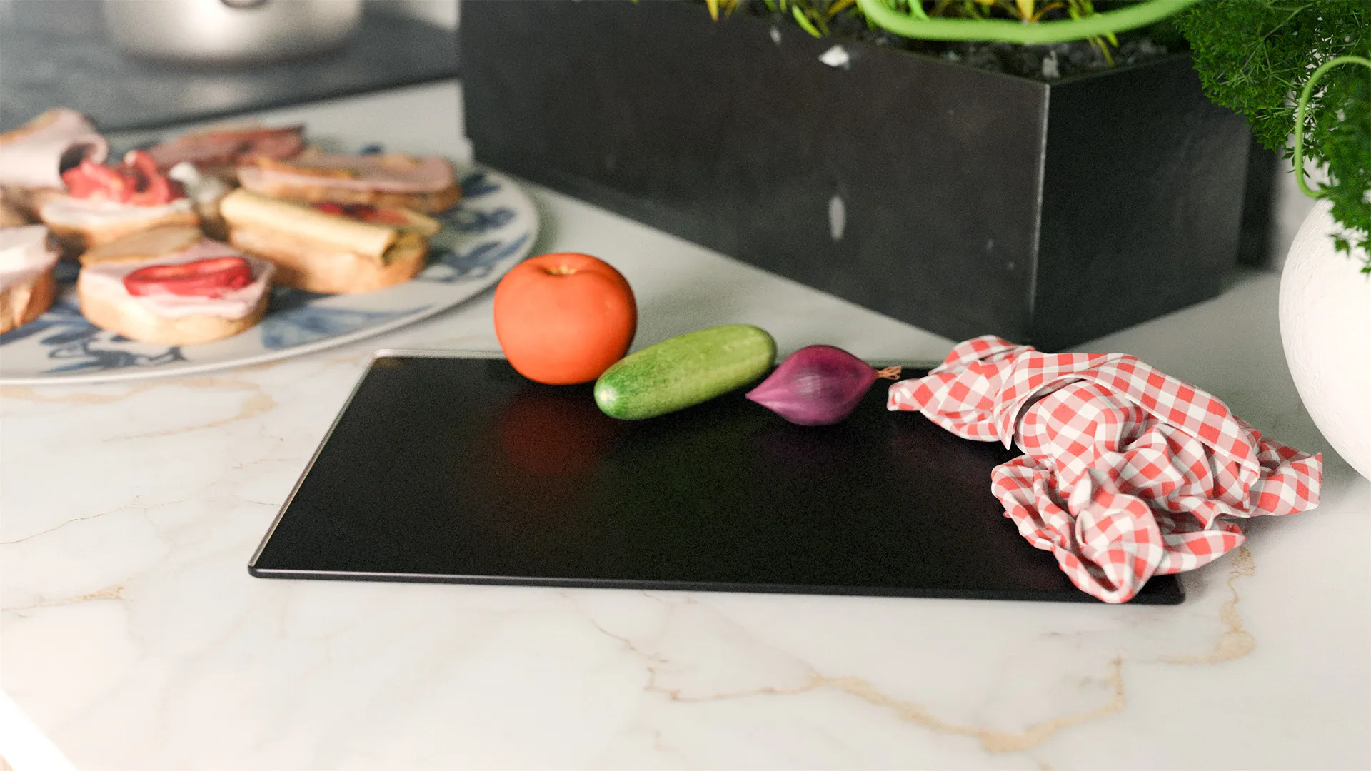 Schneidebrett aus Glas – SCHWARZ CLASSIC BLACK 30×20 cm – Bild 3