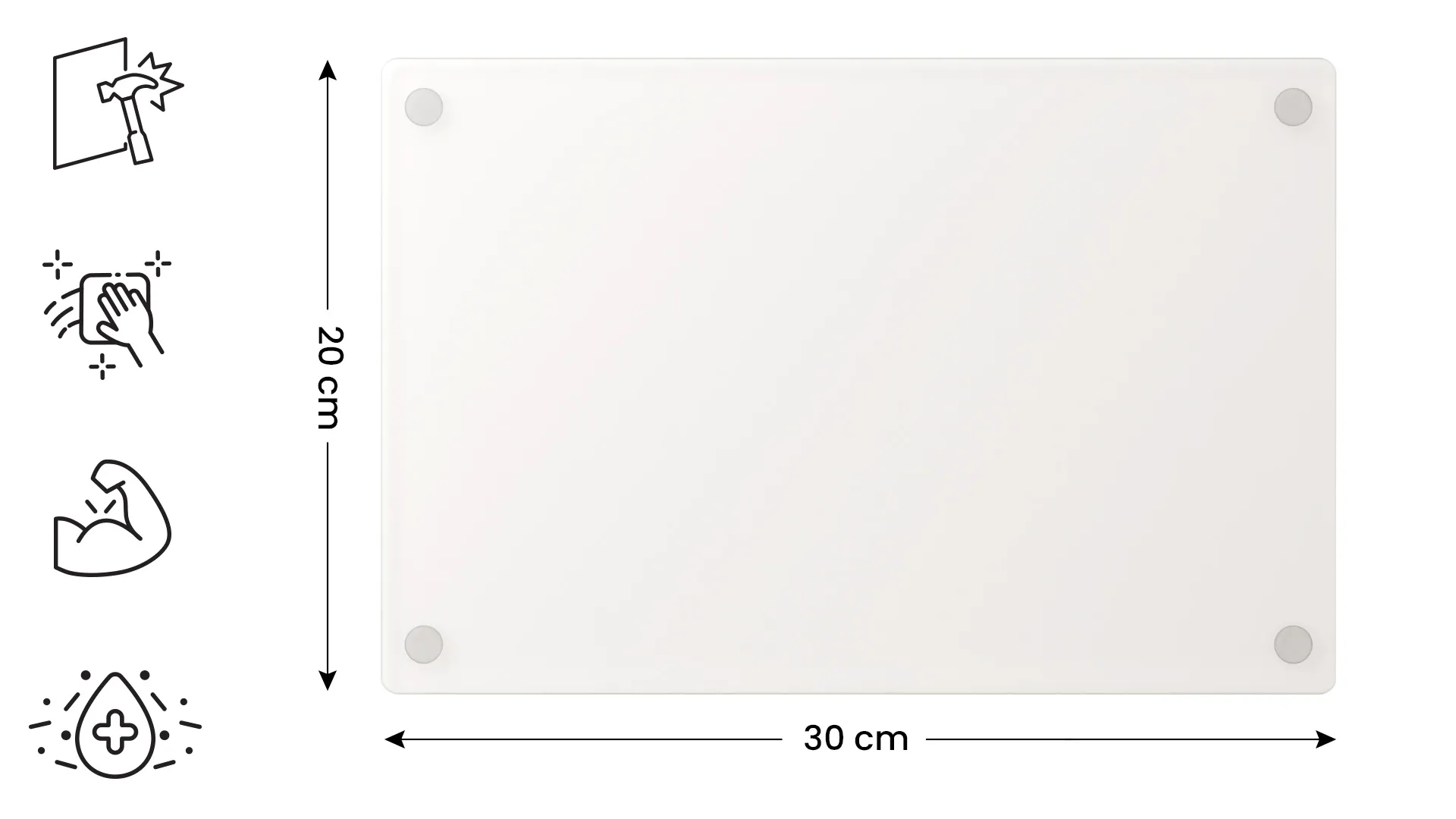 Glasschneidebrett, TRANSPARENTS 30x20 cm Küchenbrett, Schutzplatte, Glasablage – Bild 2