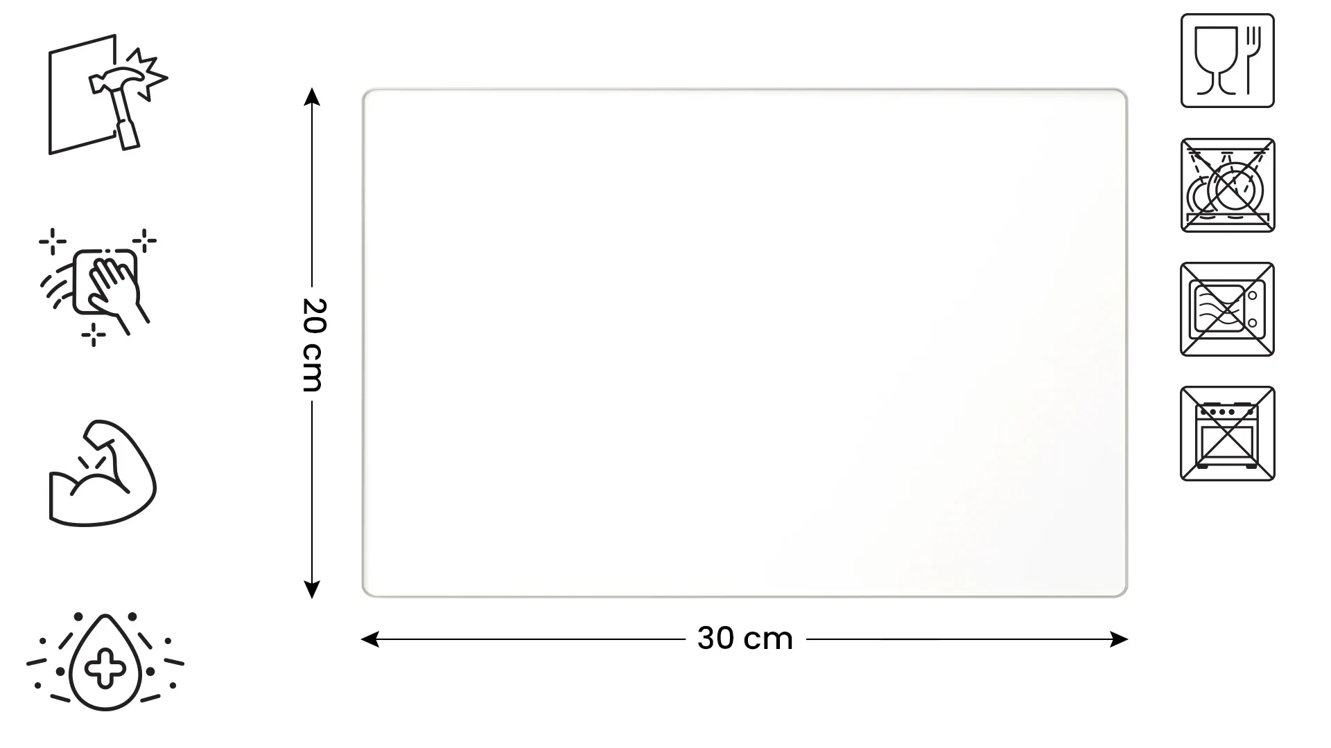 Schneidebrett aus Glas – Weiß, 30 x 20 cm – Bild 2