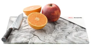 Schneidebrett aus Glas – VERSTEINERTES HOLZ, 30 x 20 cm