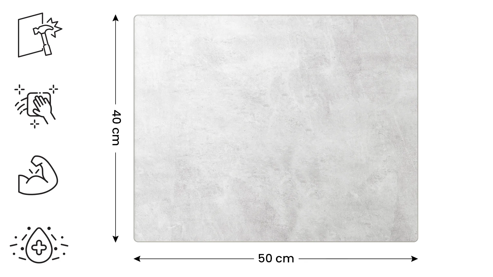 Schneidebrett aus Glas – BETON II 50 x 40 cm – Bild 2