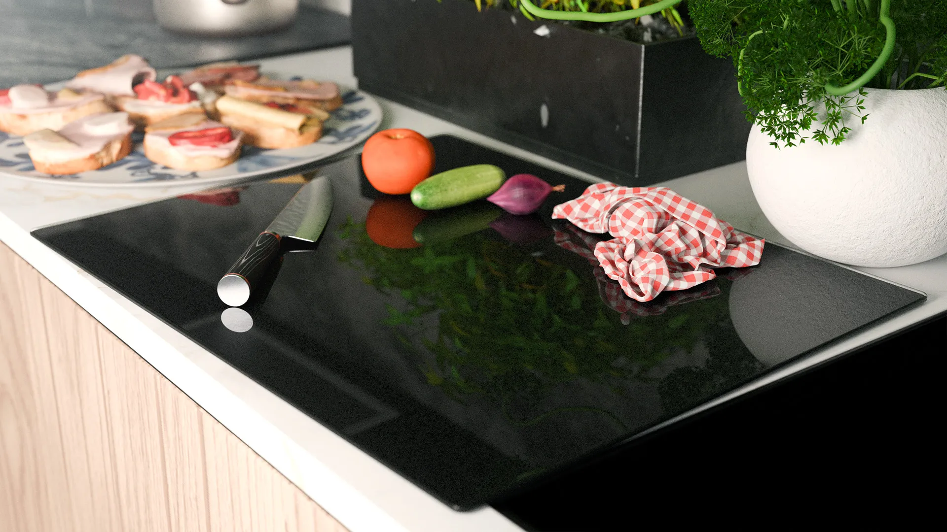 Schneidebrett aus Glas – SCHWARZ CLASSIC BLACK 50×40 cm – Bild 3