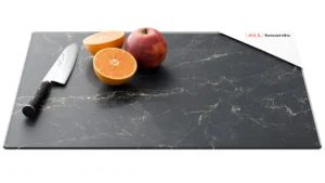 Schneidebrett aus Glas – SCHWARZER MARMOR, 50 x 40 cm