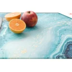 Schneidebrett aus Glas – BLAU UND GOLD 50 x 40 cm