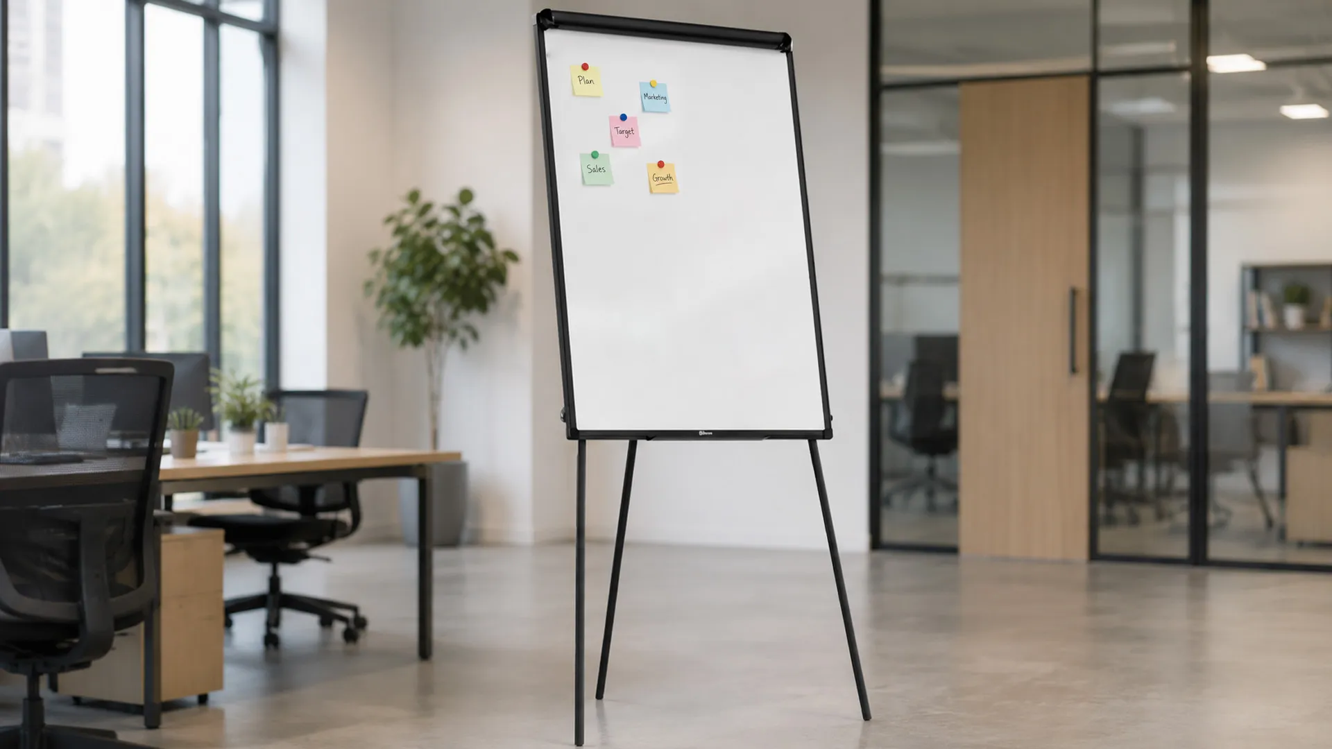 Magnetisches Flipchart, trocken abwischbar, 100 x 70 cm, schwarz + GRATIS – Bild 11