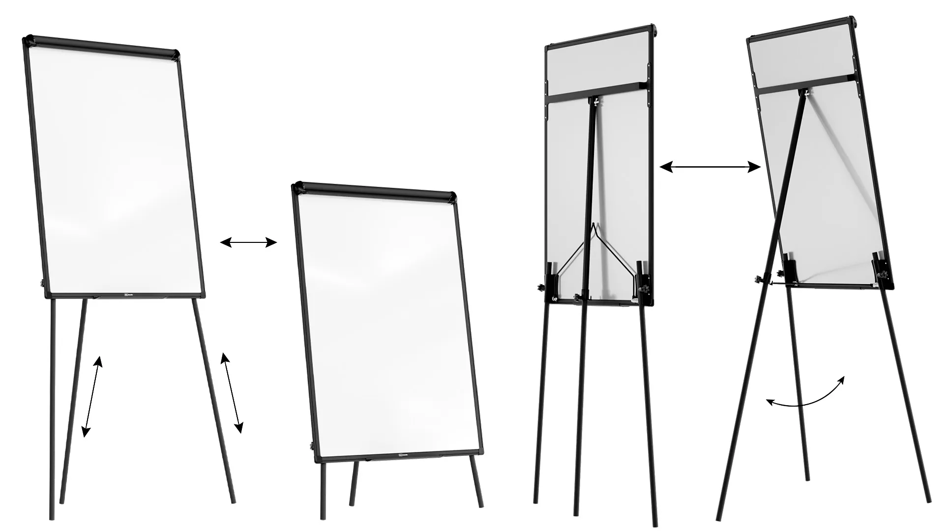 Magnetisches Flipchart, trocken abwischbar, 100 x 70 cm, schwarz + GRATIS – Bild 5
