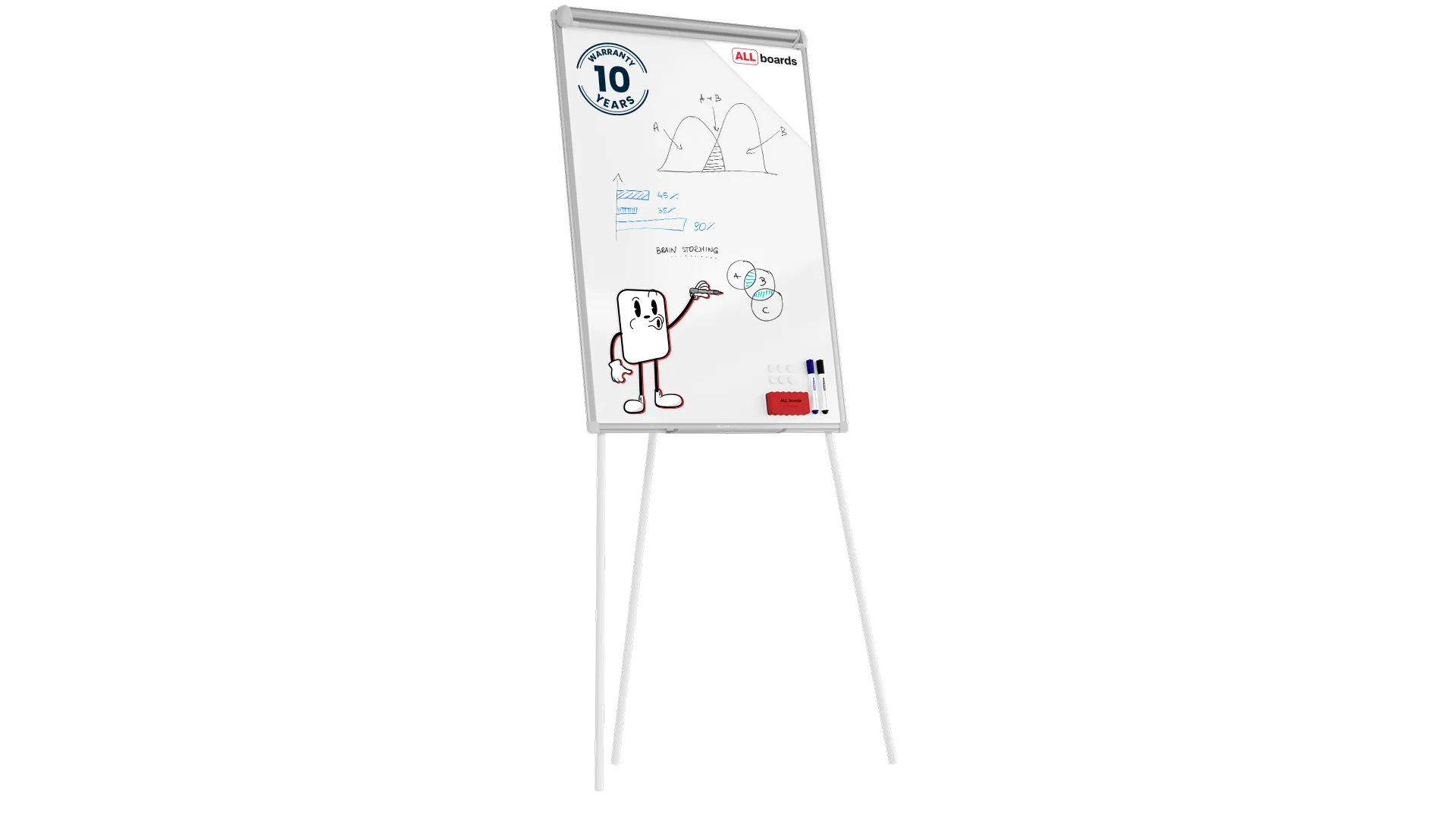 Magnetisches Flipchart, trocken abwischbar, 100 x 70 cm, silber + GRATIS