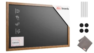 Magnetische Kreidetafel, wasserfest, 120 x 60 cm, Holzrahmen – Dunkelbraun + Zubehör