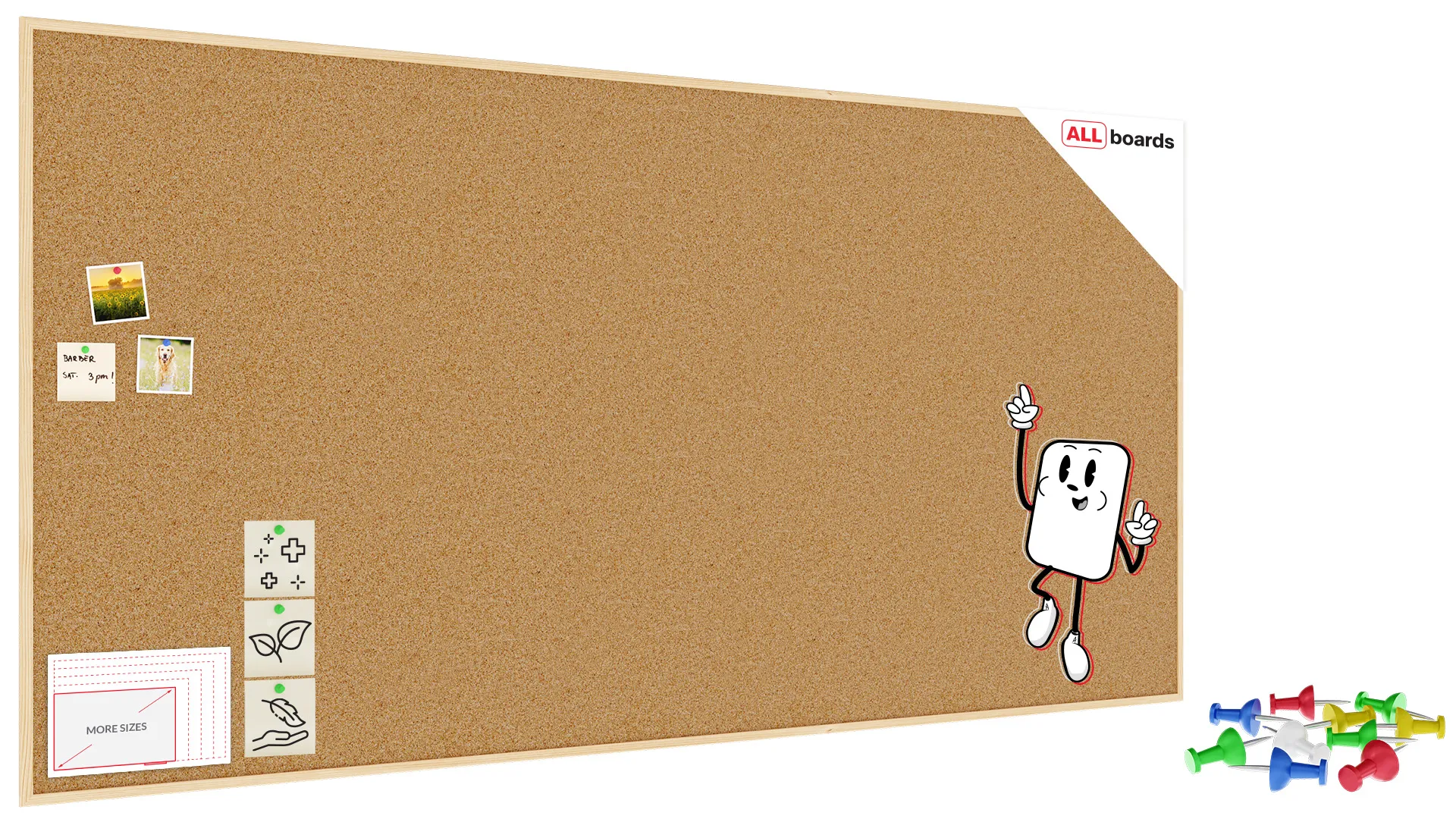 Pinnwand mit Naturholzrahmen 240x120cm + GRATIS