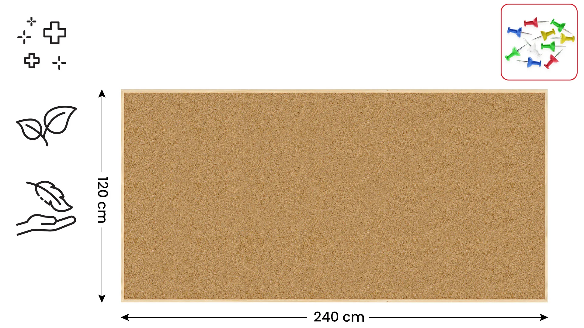 Pinnwand mit Naturholzrahmen 240x120cm + GRATIS – Bild 2