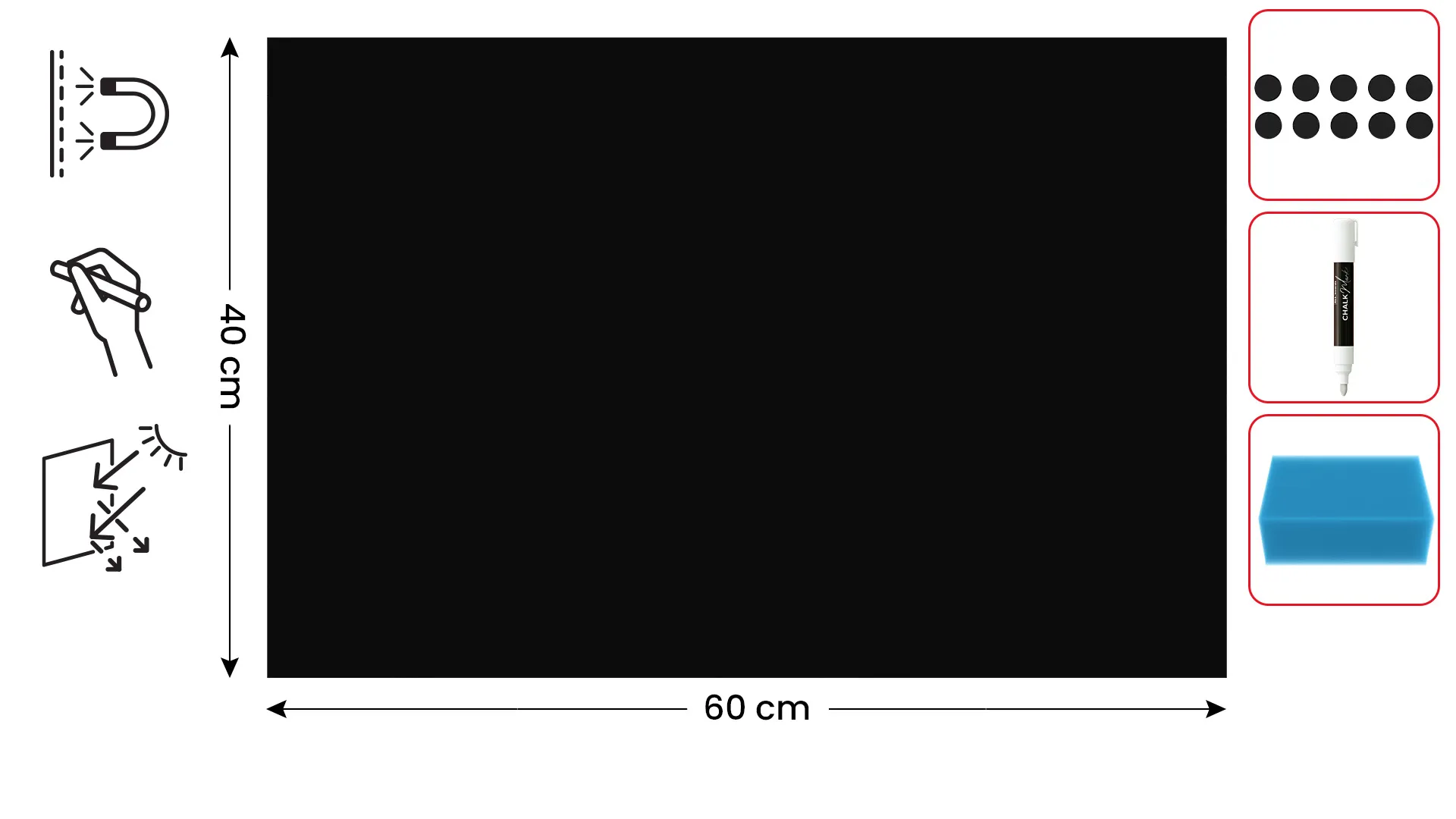 Magnetplatte rahmenloses SLIMboard - Kreideoberfläche - 60x40 cm + GRATIS – Bild 2